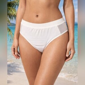 #1733 White Classic Bikini Bottoms With Mesh Sides Sz.M